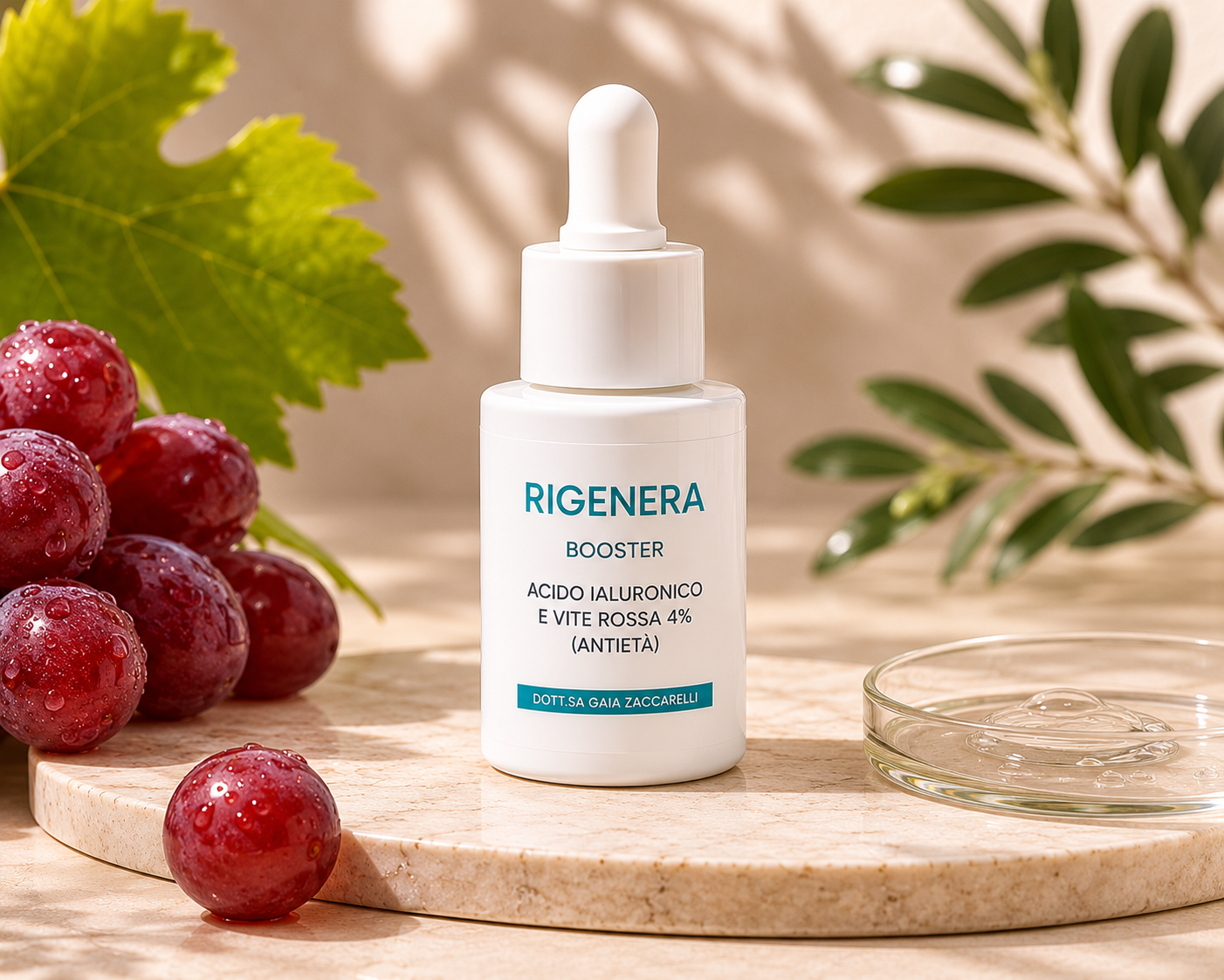booster acido ialuronico e vite rossa 4 anti età rigenera siero viso antiage idratazione elasticità pelle skincare professionale dottoressa gaia zaccarelli