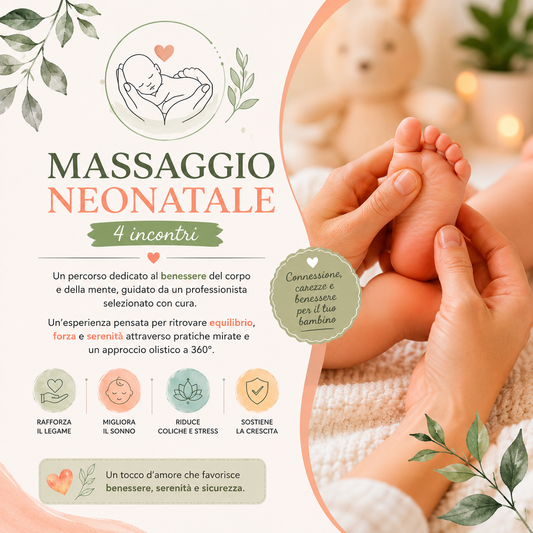 Massaggio neonatale a Modena con percorso benessere per neonati dedicato a rilassamento, sonno, crescita e connessione genitore bambino.