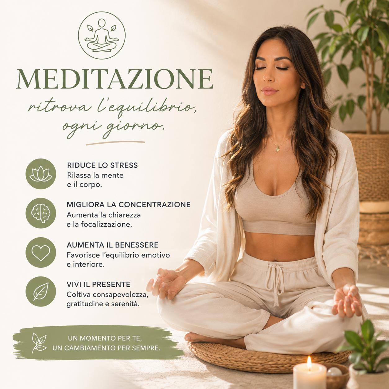 Meditazione guidata a Modena per rilassamento mentale, riduzione dello stress, equilibrio emotivo e benessere corpo mente.