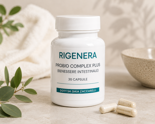 probio complex plus benessere intestinale 30 capsule rigenera integratore probiotico equilibrio intestinale supporto digestivo dottoressa gaia zaccarelli
