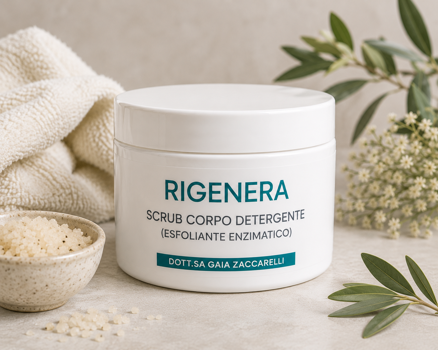 scrub corpo detergente esfoliante enzimatico rigenera trattamento pelle benessere corpo esfoliazione delicata skincare dottoressa gaia zaccarelli
