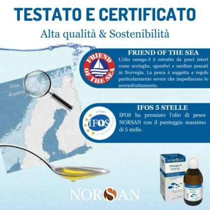 Omega 3 Total Olio di pesce liquido con vitamina D